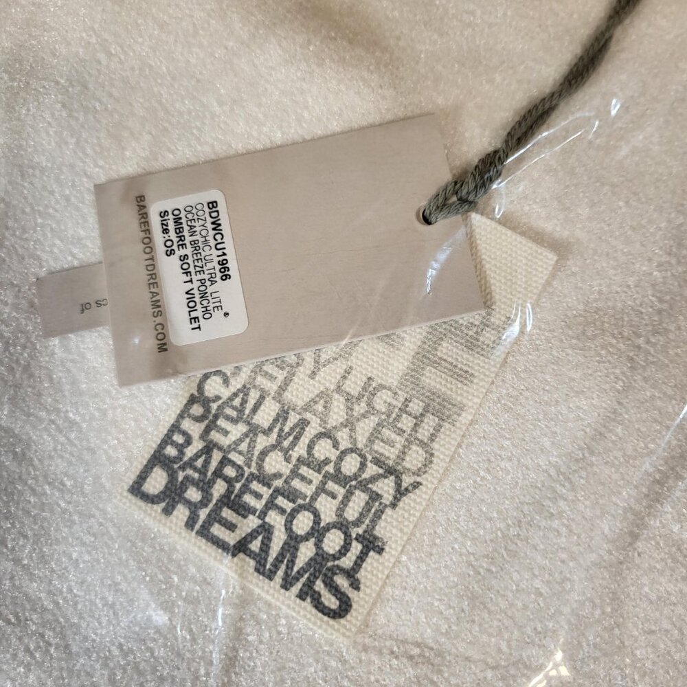 Barefoot Dreams Cozy Chic Ultra Lite Ocean Breeze Poncho One Size Ombre Violet - Picture 3 of 6